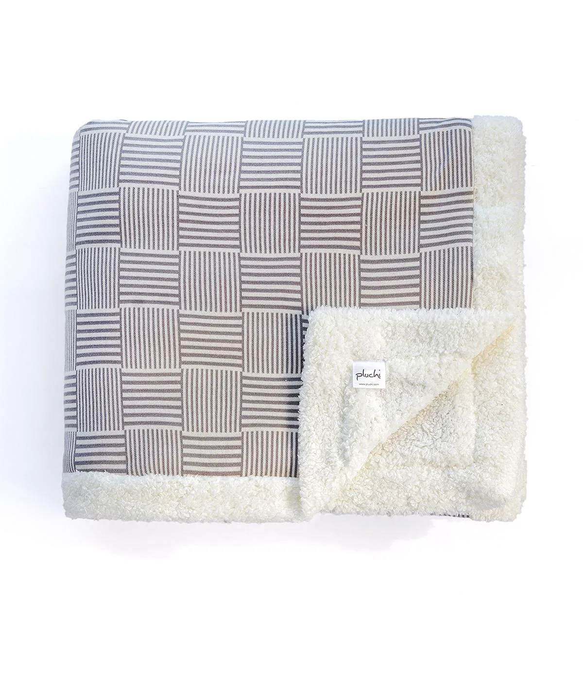Casa Luxor Cotton Knitted Double Bed Sherpa Comforter in Light Grey & Ivory Color (229Cm X 254 Cm)