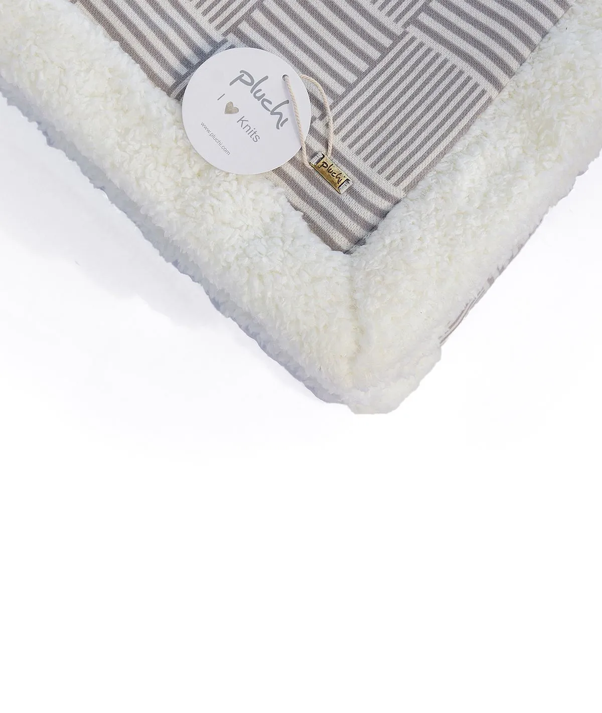 Casa Luxor Cotton Knitted Double Bed Sherpa Comforter in Light Grey & Ivory Color (229Cm X 254 Cm)