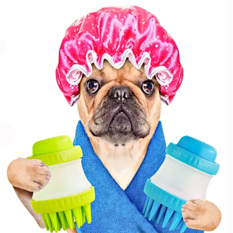 Cleaning Bath Massage Brush for Dogs & Cats - Gentle Pet Bath Brush for Grooming