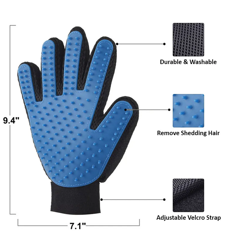 Deshedding Brush Glove for Pet Grooming and Massage