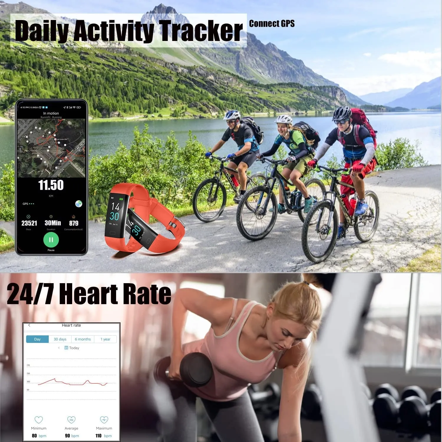 Fitness Tracker with Step Counter Calories Stopwatch