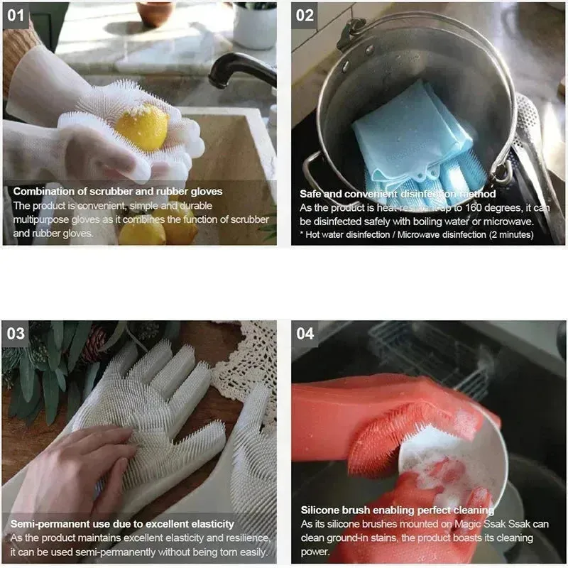 Magic Silicone Gloves - Multi-Use Cleaning & Grooming