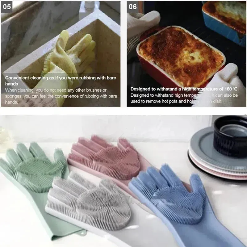 Magic Silicone Gloves - Multi-Use Cleaning & Grooming
