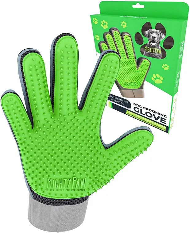 Mighty Paw Dog Grooming Glove - green