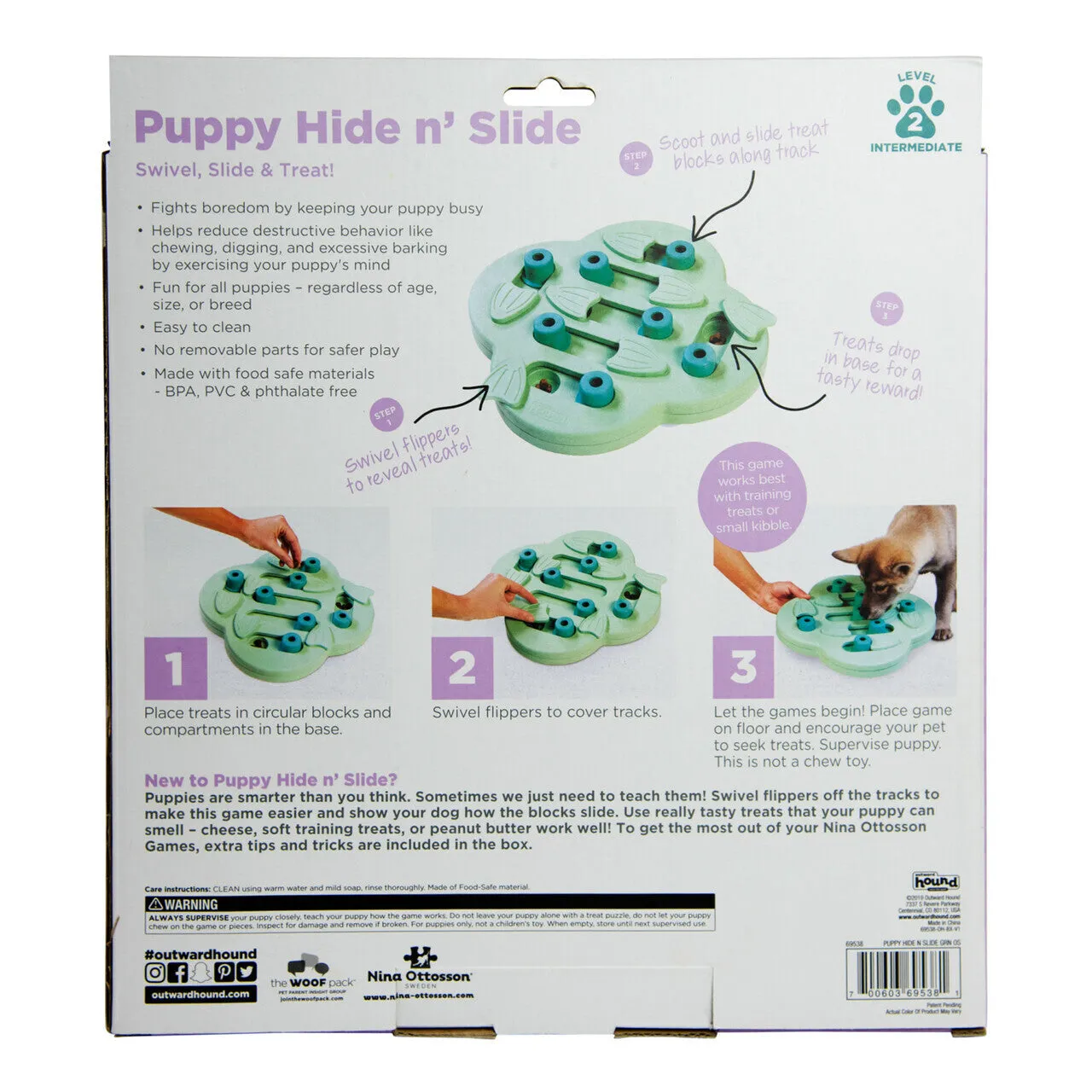 Nina Ottosson Hide and Slide Interactive Puzzle Dog Toy for Puppies^^^