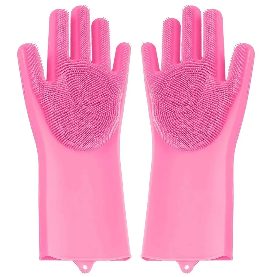 Silicone Gloves with Scrubber for Cleaning (Pair) Kim