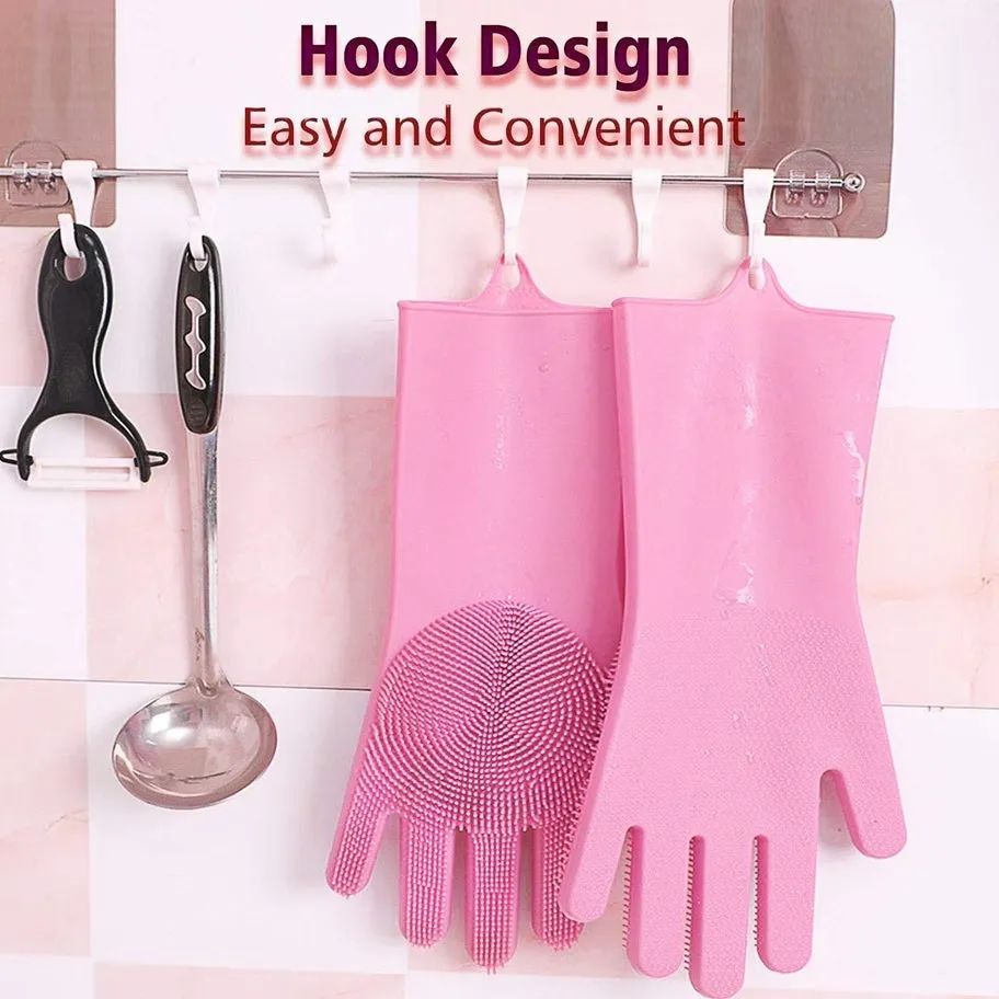 Silicone Gloves with Scrubber for Cleaning (Pair) Kim
