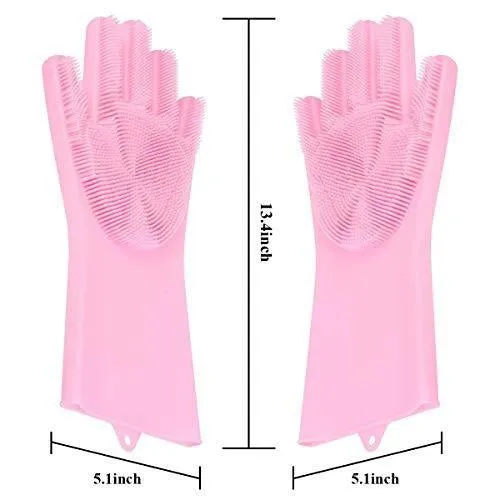 Silicone Gloves with Scrubber for Cleaning (Pair) Kim